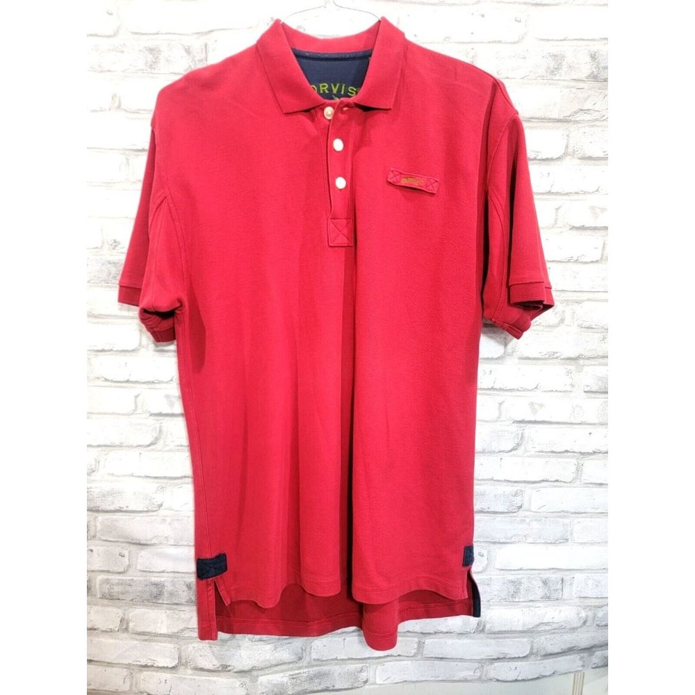 ORVIS Golf Polo Shirt Short Sleeve Red Fly Fishing Mens XL Heavy Sz Medium Clean